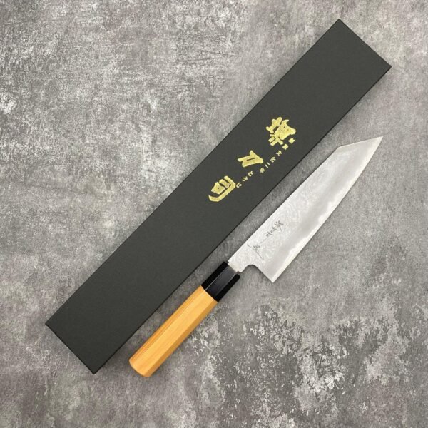 Sakai Tohji X Yoshikazu Tanaka Shirogami#1 Damascus Kengata-Gyuto 190mm