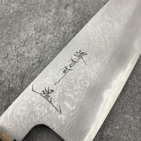 Sakai Tohji X Yoshikazu Tanaka Shirogami#1 Damascus Kengata-Gyuto 190mm