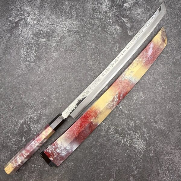 Sakai Takayuki x Michiko Kubota Rinka Silver #3 Steel, Sakura + Waka Engraving, 390mm