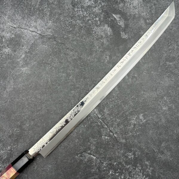 Sakai Takayuki x Michiko Kubota Rinka Silver #3 Steel, Sakura + Waka Engraving, 390mm