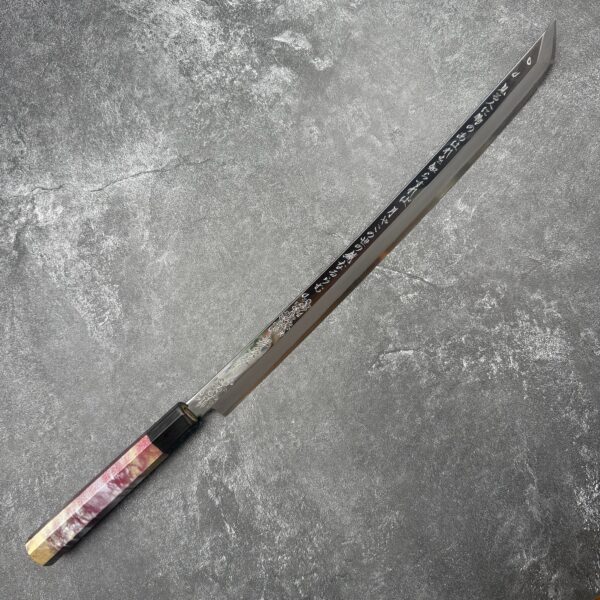 Sakai Takayuki x Michiko Kubota Rinka Silver #3 Steel, Sakura + Waka Engraving, 390mm