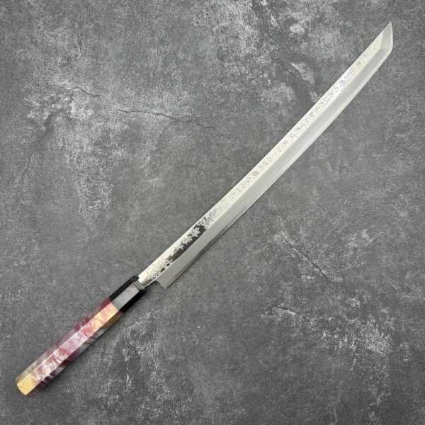 Sakai Takayuki x Michiko Kubota Rinka Silver #3 Steel, Sakura + Waka Engraving, 390mm